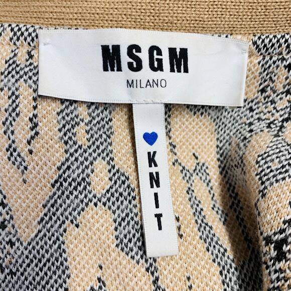 M Khaki Black White Viscose Blend Distressed Oversized Mixed Patterns Cardigan - Picture 11 of 16